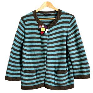 Boden Brown & Blue Stripe Cashmere Sweater Size:L/14